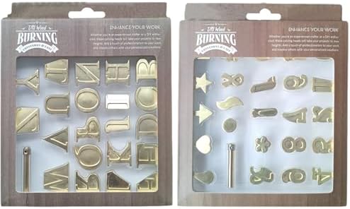 51Pcs Wood Burning Kit, Brass Wood Burning Letters Creative DIY Wood Burning/Carving Set Decorative Wood Burning Letters for Embossing Craft Making, Wood Burning Kit - Image 2