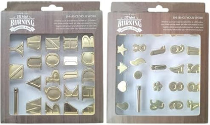 51Pcs Wood Burning Kit, Brass Wood Burning Letters Creative DIY Wood Burning/Carving Set Decorative Wood Burning Letters for Embossing Craft Making, Wood Burning Kit - Image 2