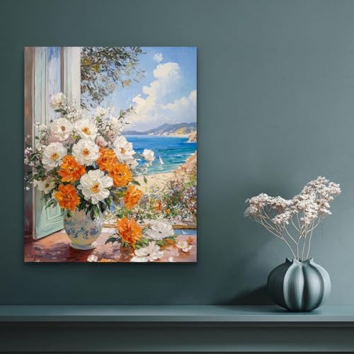 Banket Paint by Numbers Kit for Adults Beginner Flower DIY Painting Kits for Adults Bottle Flowers Easy Adult Paint by Number Kits on Canvas Color by Numbers for Gifts Home Wall Decor 16x20 Inch - Image 2