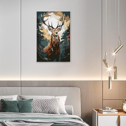 Bowetile Deer Paint by Numbers for Adults Framed, Adults' Paint-by-Number Kits, DIY Adult Paint by Number Kits on Canvas, Animals Acrylic Number Painting for Home Decor, 8x12in - Image 4