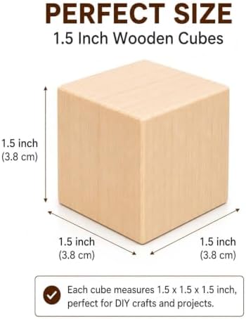 32 Pack Unfinished Wood Blocks 1.5 Inch Solid Wood Cubes for Crafts - Image 3