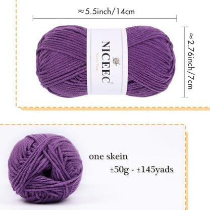 NICEEC 300g Soft Assorted Colors Yarn 100% Acrylic 870yds -DarkSeries - Image 3