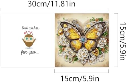 jinglinhh 6pcs Diamond Art Painting Butterfly Gem Yellow Rose Flowers Greeting Cards with Envelopes, DIY Card Making Kits for Adults, Diamond Art Postcards Holiday Cards Craft Gifts - Image 2