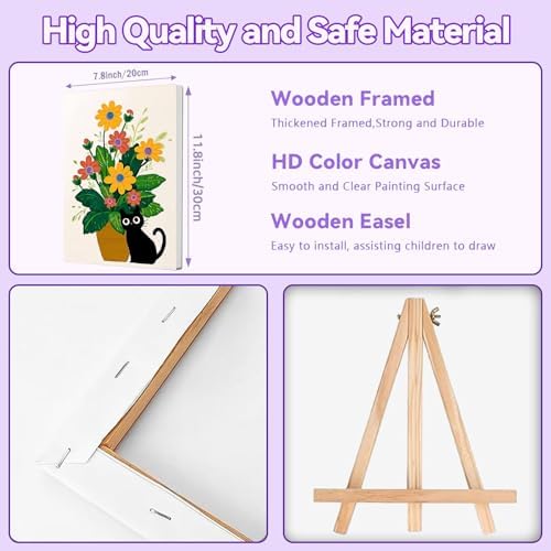 Gemozaic 4 Pack Cat Paint by Numbers Kit for Adults with Frame and Easel - Image 2