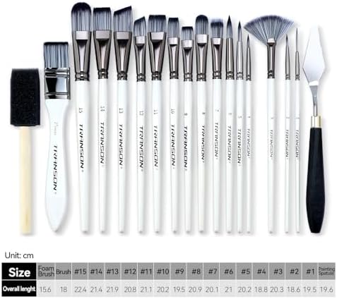Transon 20Pcs Art Paint Brush Kit with Storage Case, 16 Brushes + Foam Brush Spatula Sponge for Acrylic Oil Watercolor Gouache, Adults Teens Beginners Art Supplies - Image 3