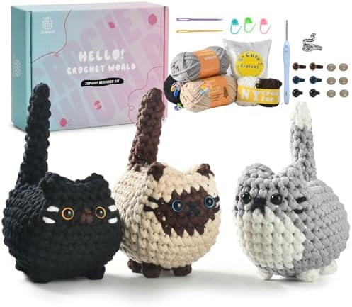 Zepiany Crochet Kit for Beginners Crochet Cat Beginner Crochet Kit for Adults Amigurumi Crochet Animals Cat Crafts Hobby Crochet Kits Easy Knitting Kit by CrochetKits