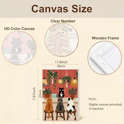 Gemozaic Framed Paint by Numbers Kit for Adults, Funny Cats Shop, 8x12 in - Image 3