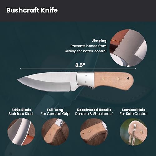 Knife Making Kit DIY Gift for Men - Gift Set, Complete Tools, & Accessories to Make Knife, Stainless Steel Bushcraft Blade, Beginners Guide, Husband Boyfriend Dad Handwork Hobbies, Gift for Him - Image 3