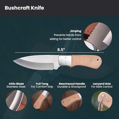 Knife Making Kit DIY Gift for Men - Gift Set, Complete Tools, & Accessories to Make Knife, Stainless Steel Bushcraft Blade, Beginners Guide, Husband Boyfriend Dad Handwork Hobbies, Gift for Him - Image 3