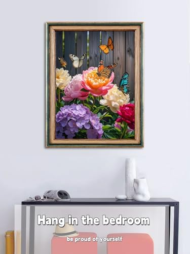 ACANDYL Flowers Paint by Numbers Kit for Adults Beginner Flowers Paint by Number for Adults Flower Canvas Painting by Number Rose Butterfly DIY Acrylic Oil Painting on Canvas Arts Craft Decor 16x20 in - Image 3