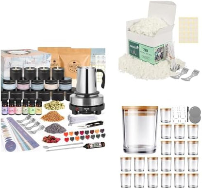 SAEUYVB Candle Making Kit with Melting Pot, 2lbs Natural Soy Wax, 20 PCS Candle Jars with Lids, Complete DIY Candle Making Supplies for Adults & Beginners by SAEUYVB