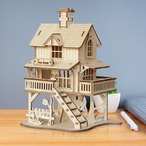 3D Wooden Puzzle for Adults, Creative Treehouse Design Model Kit - Image 6