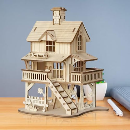 3D Wooden Puzzle for Adults, Creative Treehouse Design Model Kit - Image 6