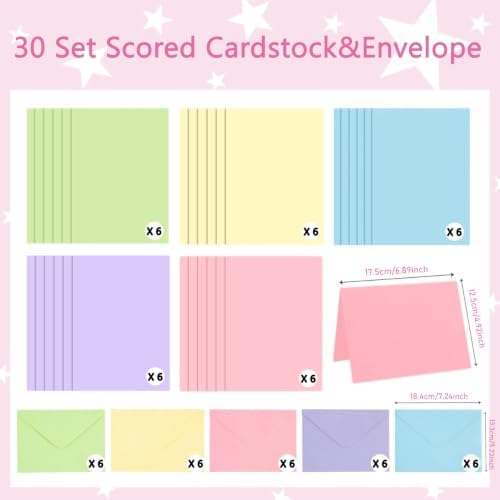 Comealltime Card Making Supplies, Card Making Kit with 30 Greeting Cards and Envelopes Set, Gem Stickers, Washi Tape, Rubber Stamps, Cute Stickers for Birthday Wedding Christmas Greeting Card DIY - Image 2