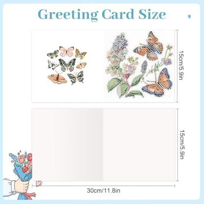 Tontut 6pcs Diamond Painting Kit Greeting Card, Butterfly 5D DIY Diamond Handmade Holiday Greeting Card with Envelope, Christmas Gift Congratulation - Image 2