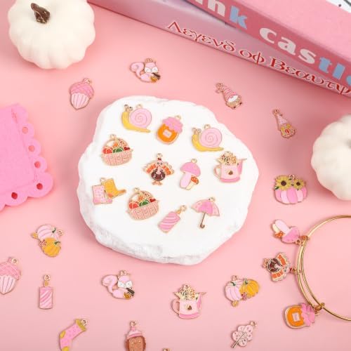 MARFOREVER 40 Pcs/20 Pairs Pink Fall Charms for Jewelry Making - Image 3