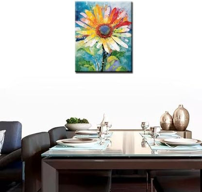 Aihonmin Beautiful Flower Paint by Number for Adult and Kids Beginner,Floral Canvas Oil Painting Kit Digital Painting,Vintage Watercolor Living Room Decoration,(Without Frame - Image 4
