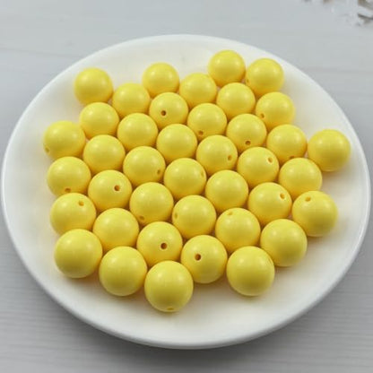 40pcs Acrylic Round Beads for Crafts 18mm Resin Candy Color Spacer Beads with Hole for Jewelry Making Sewing Crafts Decoration Necklaces Bracelets Earrings Supplies(Yellow) - Image 2