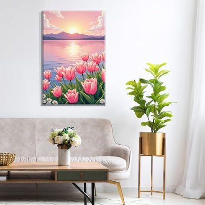 ATDMS Flowers Paint by Numbers Kit for Adults with Frame 8x12 Inch - Image 6