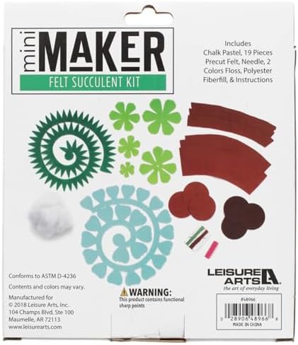 Essentials By Leisure Arts Felt Kit Mini Maker Succulent Green 2 Pc Needle Felt Kit with Supplies Included to Create Adorable Succulents! Perfect Felting Kits for Beginners Adult Craft - Image 5