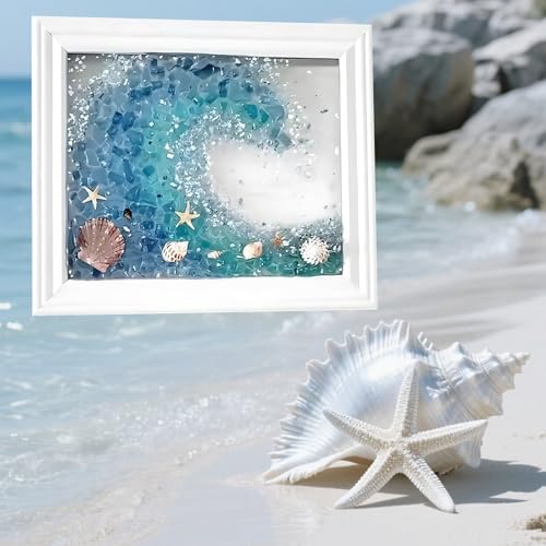 Mosaic Kit for Adults Ocean Inspired Sea Art - Shell Wall Decor Set DIY Tools, Complete Resin, Framework, Mosaic Stained Glass Pieces, Creative Craft Kits for Beginners, Handmade Birthday Gifts - Image 6