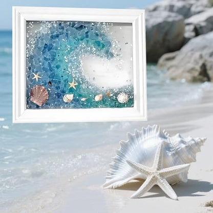 Mosaic Kit for Adults Ocean Inspired Sea Art - Shell Wall Decor Set DIY Tools, Complete Resin, Framework, Mosaic Stained Glass Pieces, Creative Craft Kits for Beginners, Handmade Birthday Gifts - Image 6