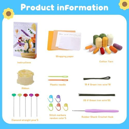Iuuidu Crochet Kit for Beginners, Flower Bouquet Crochet Kit Rose - Image 2