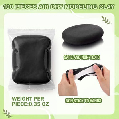 Air Dry Clay Bulk, Modeling Clay for Kids, 100 Pcs, Black - Image 2