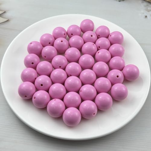 40pcs Acrylic Round Beads for Crafts 20mm Resin Candy Color Spacer Beads with Hole for Jewelry Making Sewing Crafts Decoration Necklaces Bracelets Earrings Supplies(Pink) - Image 2