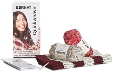 Bernat QuickWeave - Burgundy Tartan Yarn, 120 Yards, 4.9 oz, 80% Acrylic, 20% Wool, 85% Acrylic Grid, 15% Polyester, Needle, 100% Plastic - Image 6