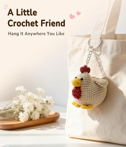 PAITIN Crochet Kit for Beginners Adults, Complete DIY Craft Yarn Kit with Step-by-Step Video Tutorials, Easy Handmade Art Projects Home Decor (Chicken) - Image 5