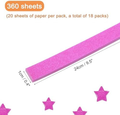 MECCANIXITY 360 Sheets Origami Paper Glitter Stars Papers Matte Pink Fold Paper for Beginner Arts Crafts Projects,0.4 x 9.5 Inch - Image 2