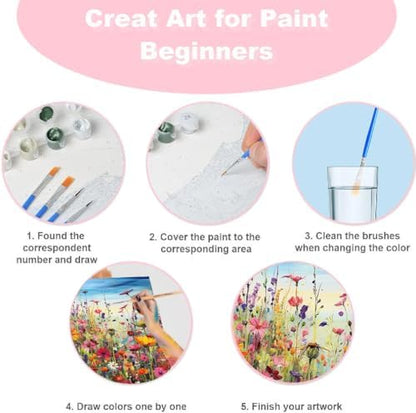Fotasmua 2Pack Wild Flowers Paint by Numbers Kits for Adults - Flowers Adult Paint by Number Kits with Framed - Wooden Easel, DIY Acrylic Oil Painting by Numbers for Home Wall Decor 8 x 12 Inch - Image 7
