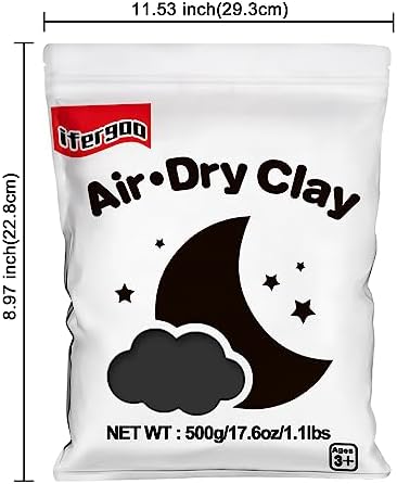 ifergoo 500g Black Air Dry Clay, 1.1LBS DIY Creative Modeling Clay for Kids - Image 7