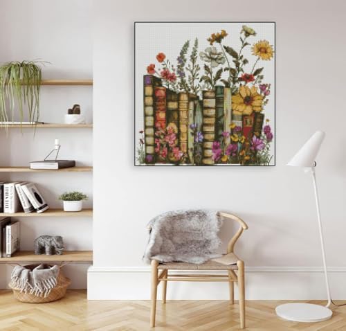 MYBISYMQQ Stamped Cross Stitch Kits - Flower Embroidery Starter Kit for Adult Beginners, Cross Stitch Kits Embroidery Kit Arts and Crafts for Beginners 13.7x13.7 inch - Image 3