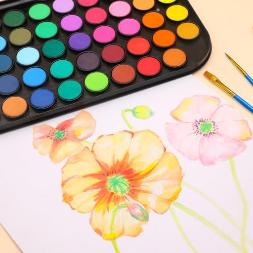 Artecho 48 Colors Watercolor Paint Set, 10 Brushes - Image 5