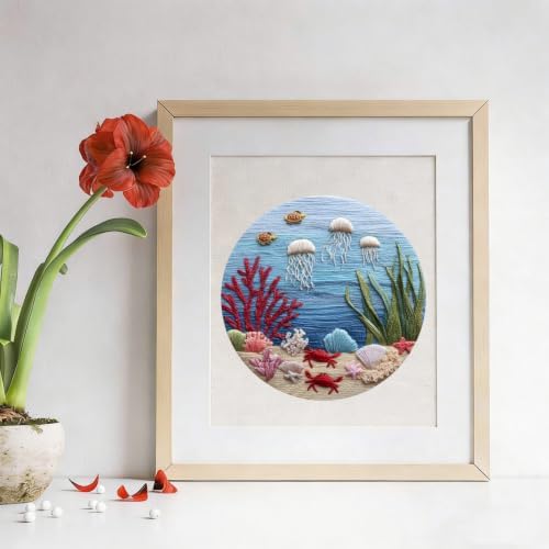 LYMIGER 3 Packs Embroidery Kit for Adults, Embroidery for Beginners (Sea) - Image 6