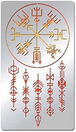 BENECREAT Viking Painting Stencils, 7x4 Inch Celtic Viking Signs Stainless Steel Metal Drawing Stencil for Wood Carving, Woodburning, Engraving and Scrapbooking by BENECREAT