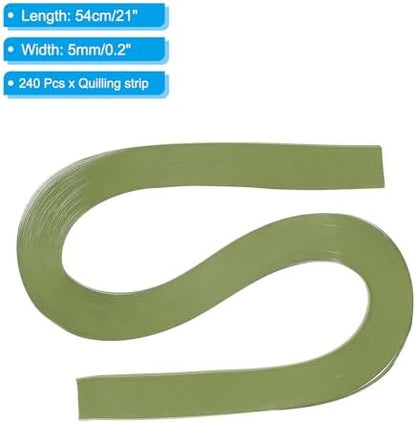 PATIKIL 240pcs Quilling Strips Paper 3/16"(5mm) 21"(54cm) Origami Paper Quilling Strip for Art DIY Hand Craft Christmas, Army Green - Image 2