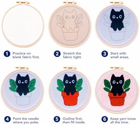 Punch Needle Kit for Beginners Adults Plant Cat, with Embroidery Hoop - Image 5