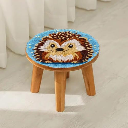 Latch Hook Rug Kit Cute Hedgehog Easy for Beginners Round Shape Carpet Crochet Yarn Craft Mini Rug DIY Hook and Latch Little Tapestry for Home Decor 30x30cm-1 - Image 4