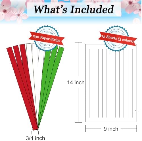15 Christmas Paper Weaving Project • Anxiety Relief PaperCraft • DIY Placemats with ¾-inch Paper Strips and 9x14-inch Mats • Beginner Learn to Weave • Home and Classroom Decor (Red White Green) - Image 2