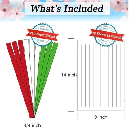 15 Christmas Paper Weaving Project • Anxiety Relief PaperCraft • DIY Placemats with ¾-inch Paper Strips and 9x14-inch Mats • Beginner Learn to Weave • Home and Classroom Decor (Red White Green) - Image 2