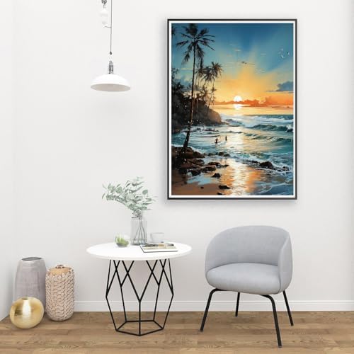 MIRCVSH Beach Paint by Number Kit, Framed Landscape for Adults, 12x16 Inch on Canvas with Wooden Easel - Image 4