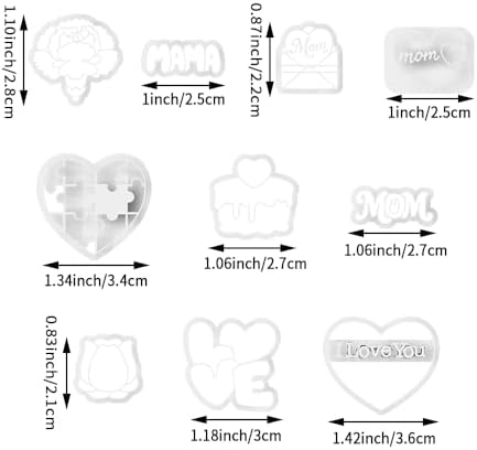 Mother’s Day Polymer Clay Cutters & Stamps Set - 10pcs Sharp & Durable Mom, MAMA, LOVE, Puzzle Heart, Envelope & Cake Shapes for DIY Earring Jewelry Making, Soft Clay Crafts & Holiday Supplies - Image 3