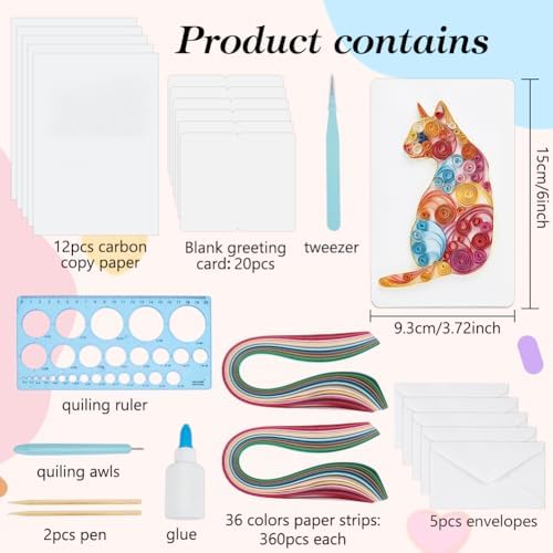 WEBEEDY 20 Sets DIY Animal Quilling Cards Kit for Adults 5 Styles Cat,Butterfly,Dragonfly Quilling Card Making with Blank Cards,Strips,Quilling Tool and Instruction Thanksgiving Christmas Wedding Gift - Image 2