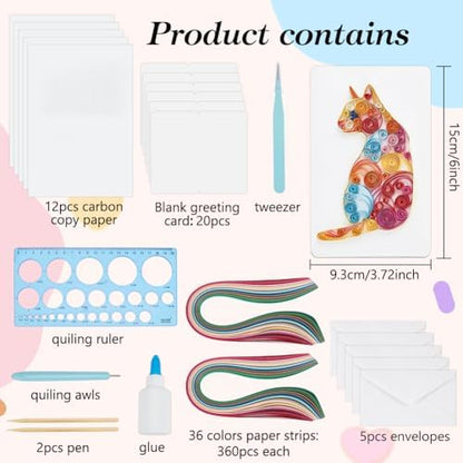 WEBEEDY 20 Sets DIY Animal Quilling Cards Kit for Adults 5 Styles Cat,Butterfly,Dragonfly Quilling Card Making with Blank Cards,Strips,Quilling Tool and Instruction Thanksgiving Christmas Wedding Gift - Image 2