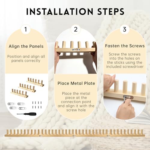LARIAU Chunky Knitting Blankets Loom, Thick Yarn Knitting Loom for Beginners, 11.6" to 35" Long Wooden Adjustable & Foldable & Portable Design DIY Machine, Birthday Gifts for Knitting Lover - Image 4