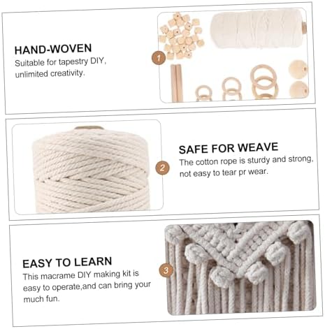 HOLIDYOYO DIY Macrame Kit for Adults Handmade Tapestry Supplies 100% Cotton Rope Creative Wall Hanging Decor for Beginners and Home Adornment - Image 3