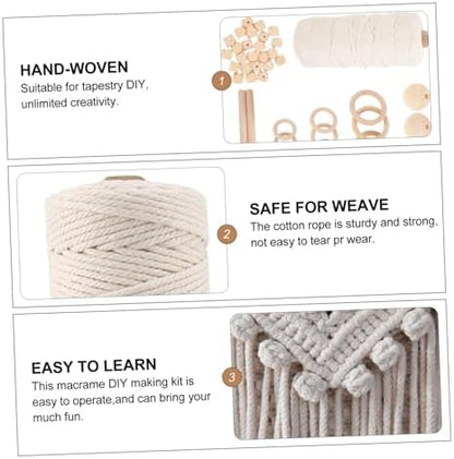 HOLIDYOYO DIY Macrame Kit for Adults Handmade Tapestry Supplies 100% Cotton Rope Creative Wall Hanging Decor for Beginners and Home Adornment - Image 3